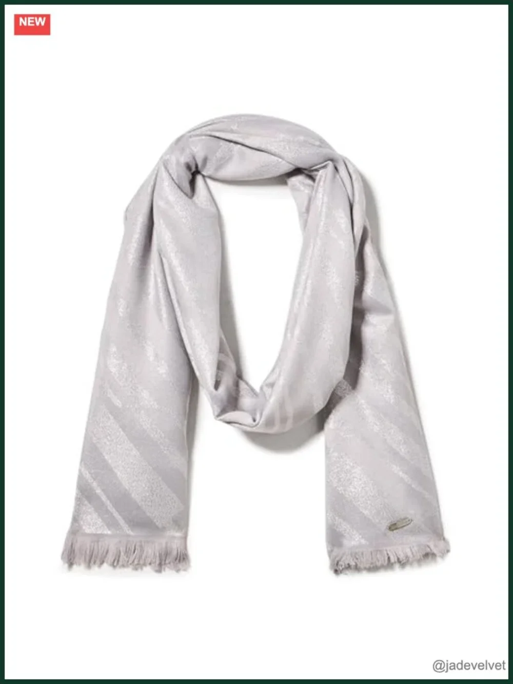 Diagonal Stripe Metallic Lightweight Scarf, 27x72 in with Fringe